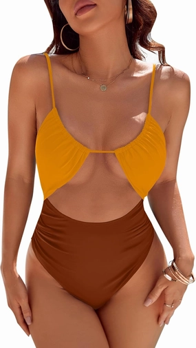 Blooming Jelly Womens One Piece Swimsuit Tummy Control Bathing Suit Sexy Flattering Cheeky High Cut Out Cute Ladies Swimwear