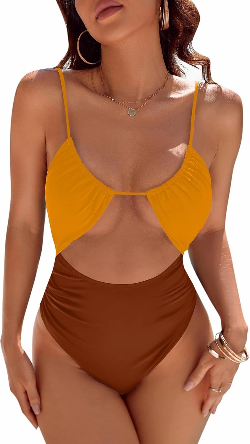 Blooming Jelly Womens One Piece Swimsuit Tummy Control Bathing Suit Sexy Flattering Cheeky High Cut Out Cute Ladies Swimwear
