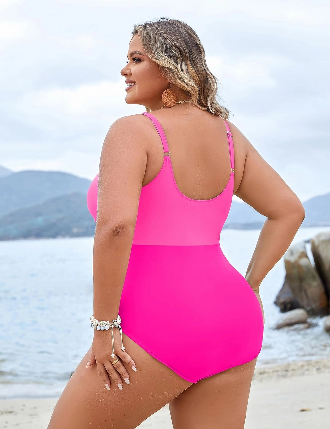 Blooming Jelly Womens Plus Size Bathing Suit Tummy Control One Piece Swimsuit Twist Front Ruched Swimwear
