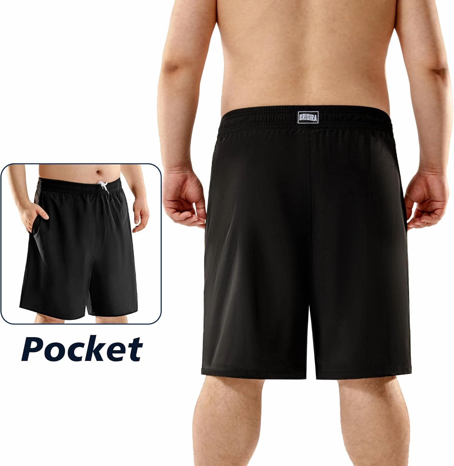 BRISIRA Big and Tall Mens Swim Trunks with Compression Liner Swimsuit Bathing Suit Swim Shorts Board Shorts Quick Dry 1X-6X