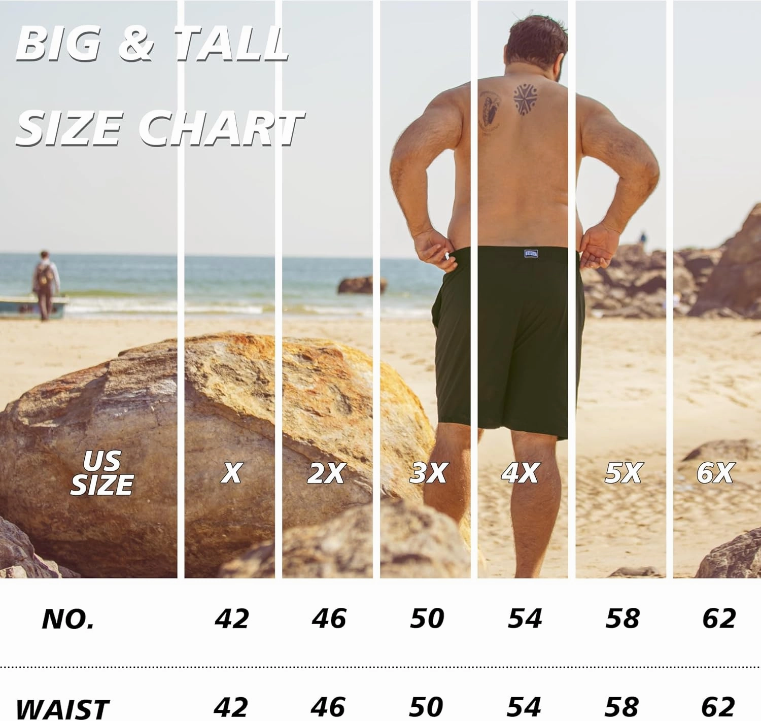 BRISIRA Big and Tall Mens Swim Trunks with Compression Liner Swimsuit Bathing Suit Swim Shorts Board Shorts Quick Dry 1X-6X