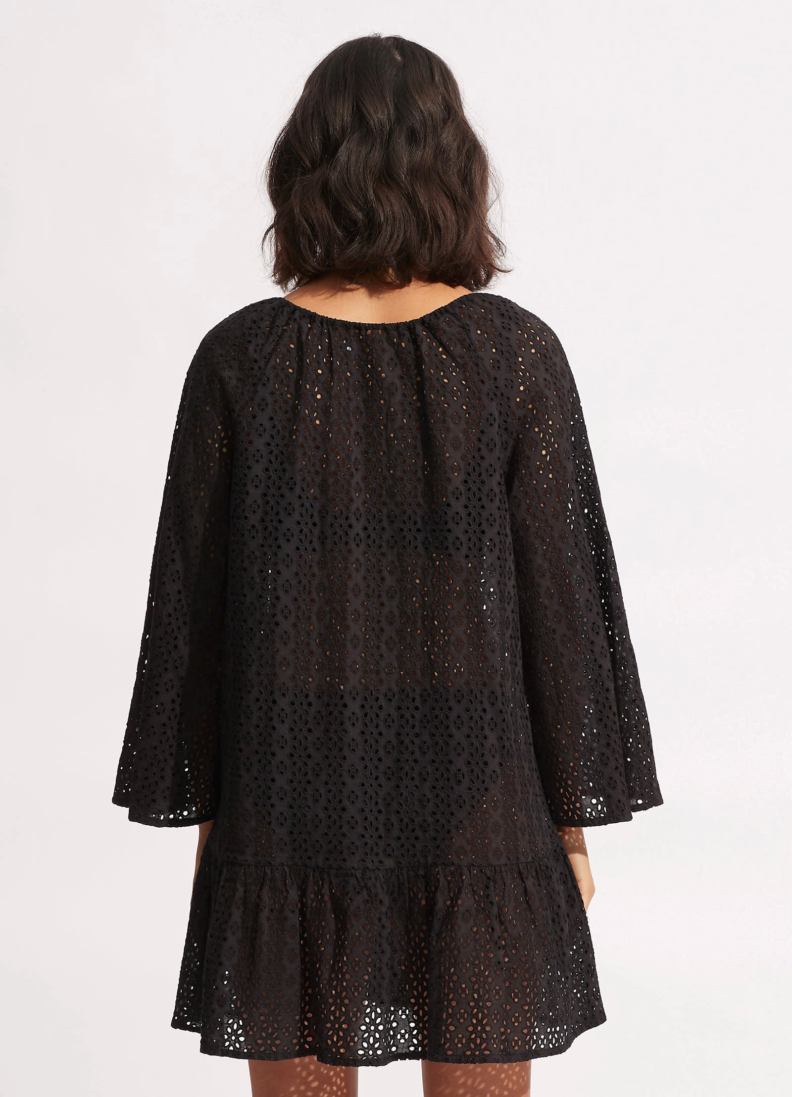 Broderie Anglaise Cover Up   - Black