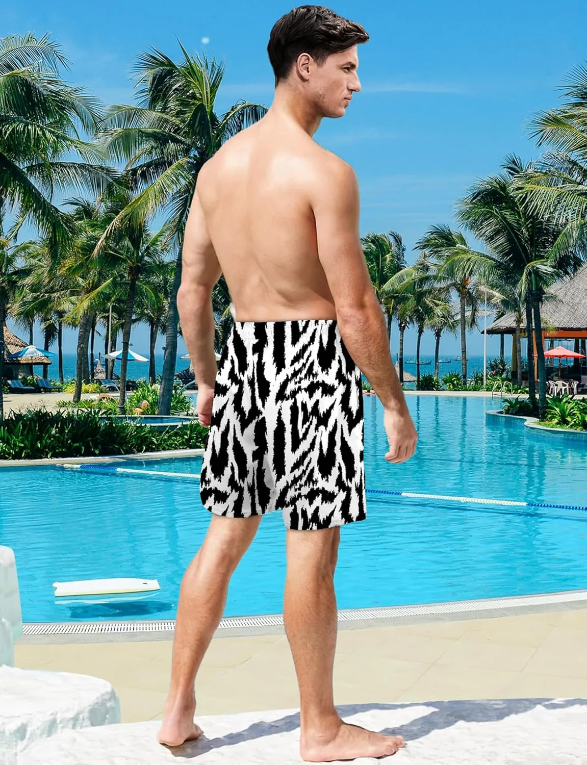 Buauty Mens Swim Trunks with Compression Liner 5 Inch Inseam Swim Shorts Quick Dry Mens Swimsuit Board Shorts with Pockets