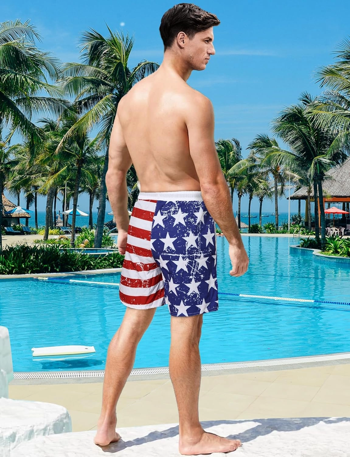 Buauty Mens Swim Trunks with Compression Liner 5 Inch Inseam Swim Shorts Quick Dry Mens Swimsuit Board Shorts with Pockets