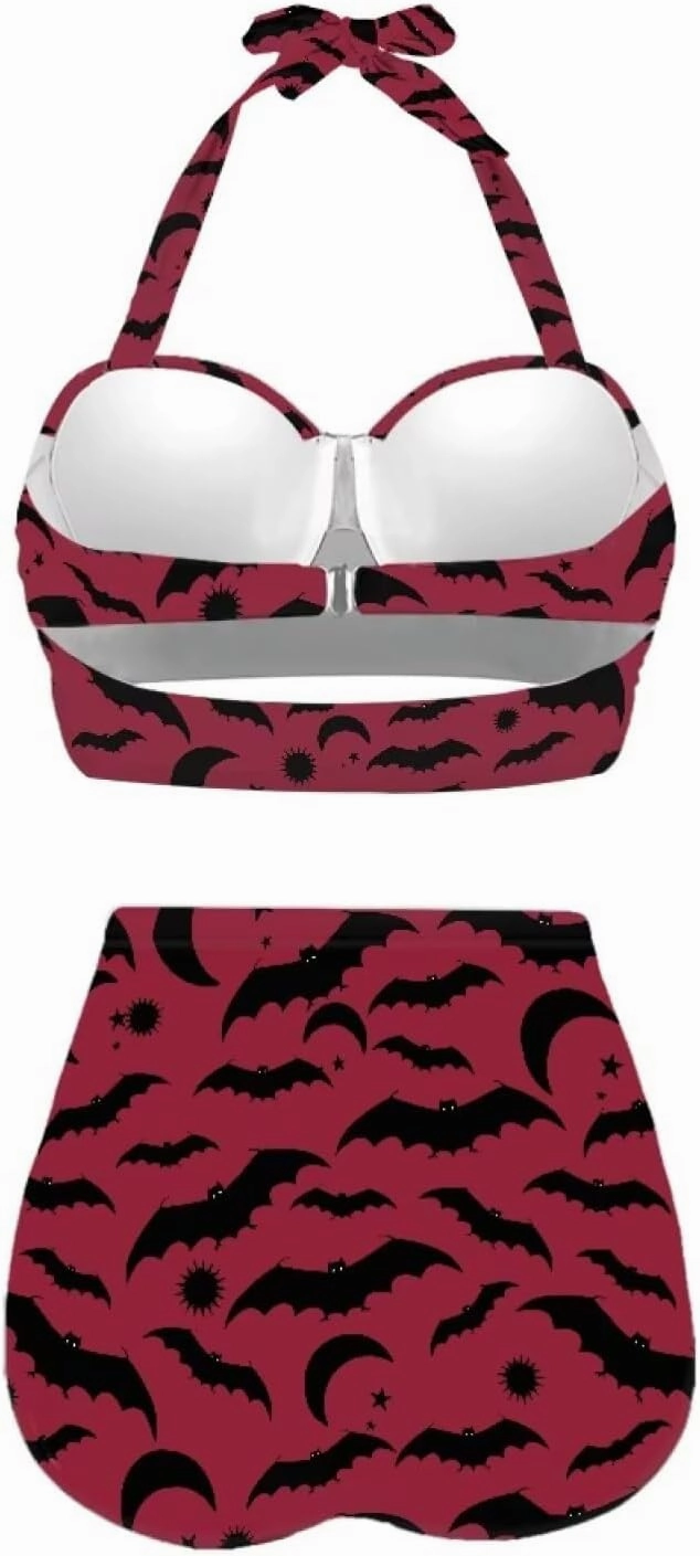 Butterfly Women's Retro Ruched Ruffle High Waist Bikini Set, Flag Tankini Swimsuits Tummy Control Swimwear