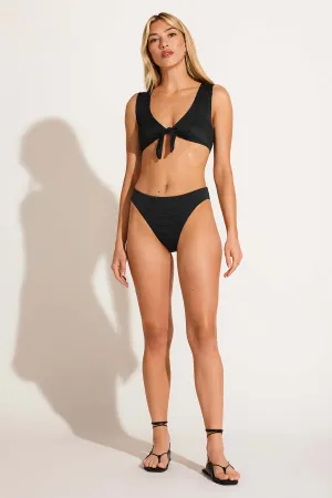 Cali High Leg Full Bottom - Black Seersucker Stripe