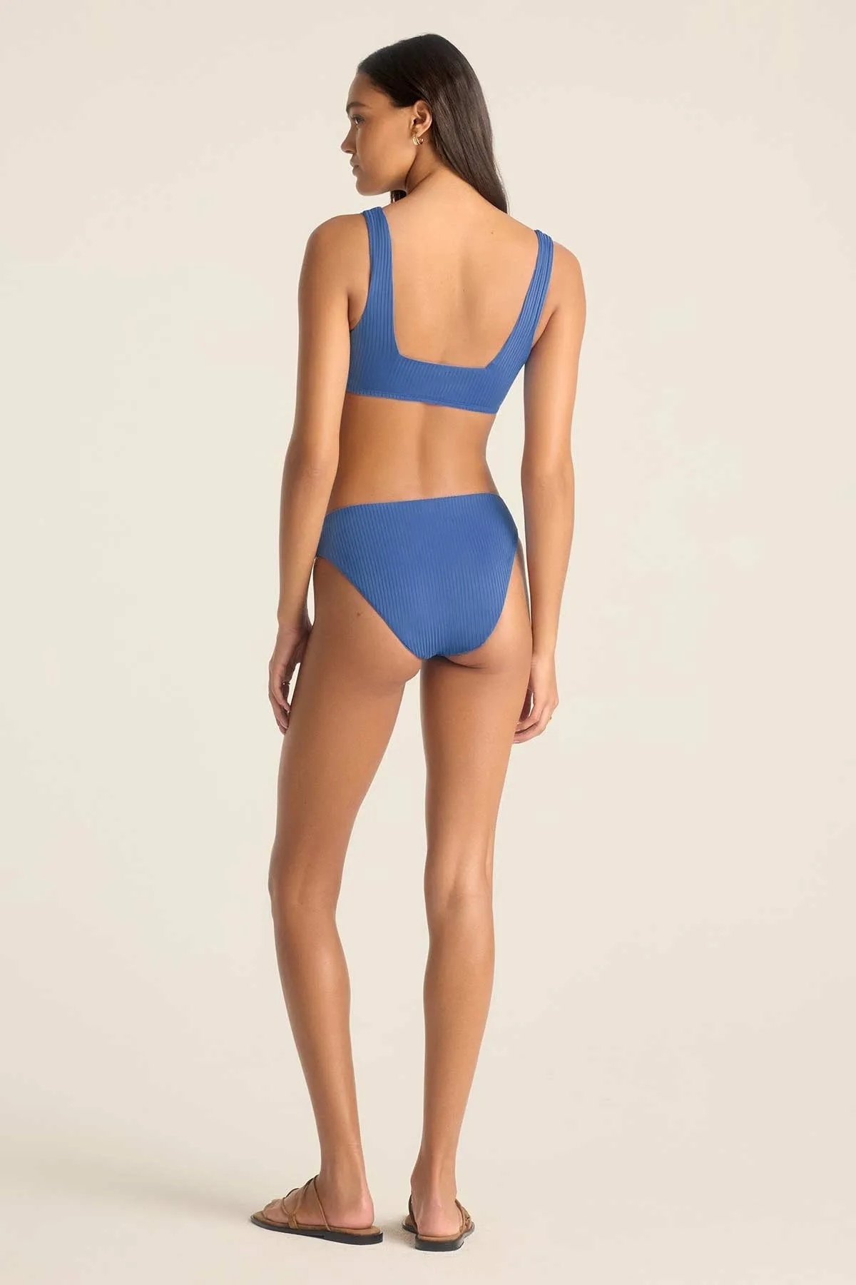 Cali High Leg Full Bottom - Chambray EcoRib