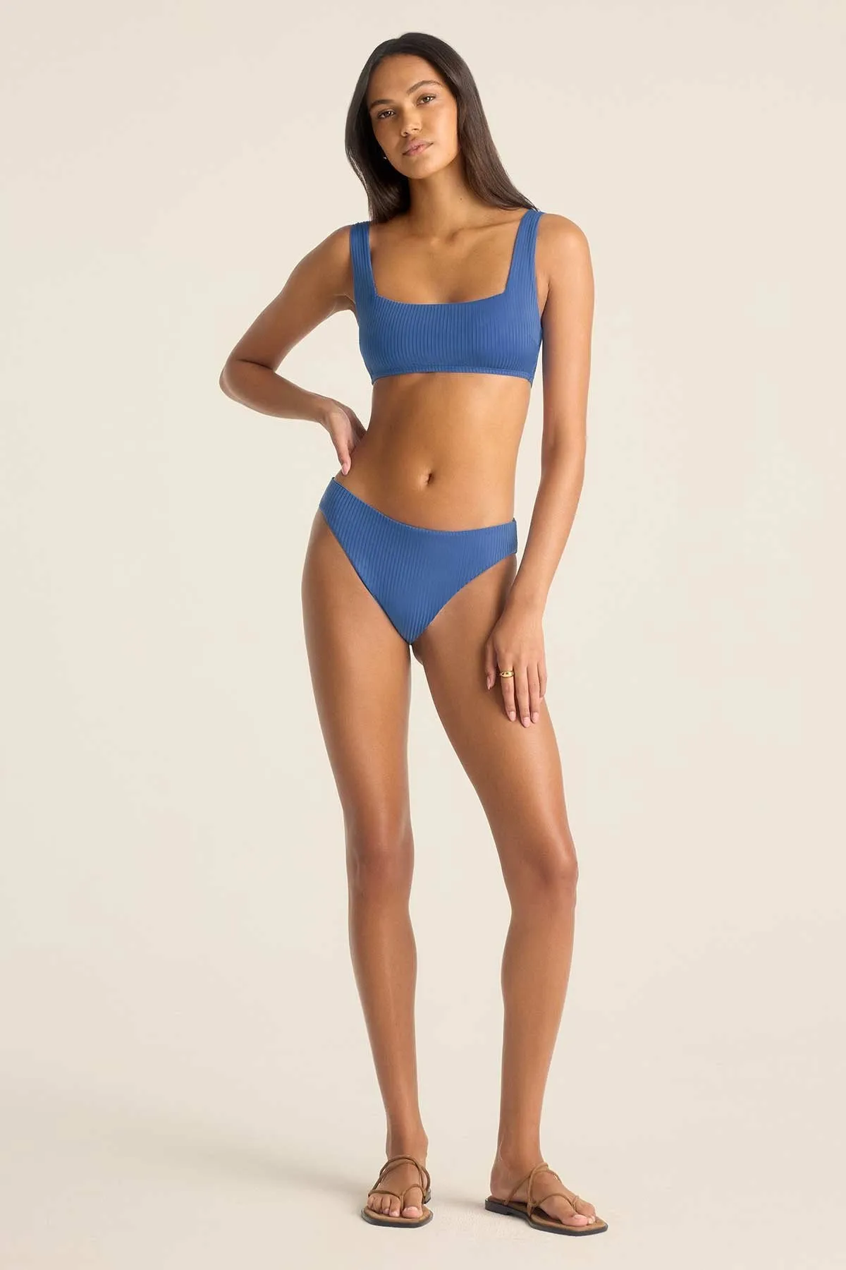 Cali High Leg Full Bottom - Chambray EcoRib