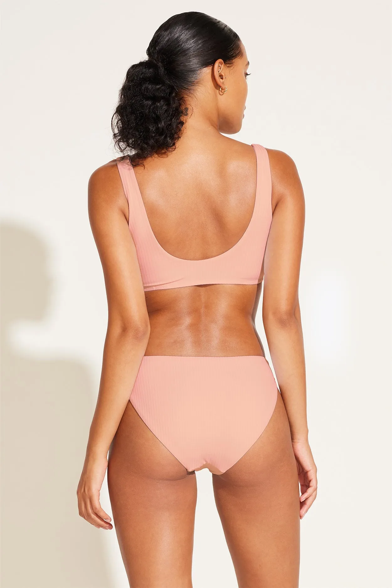 Cali High Leg Full Bottom - Pink Coral EcoRib