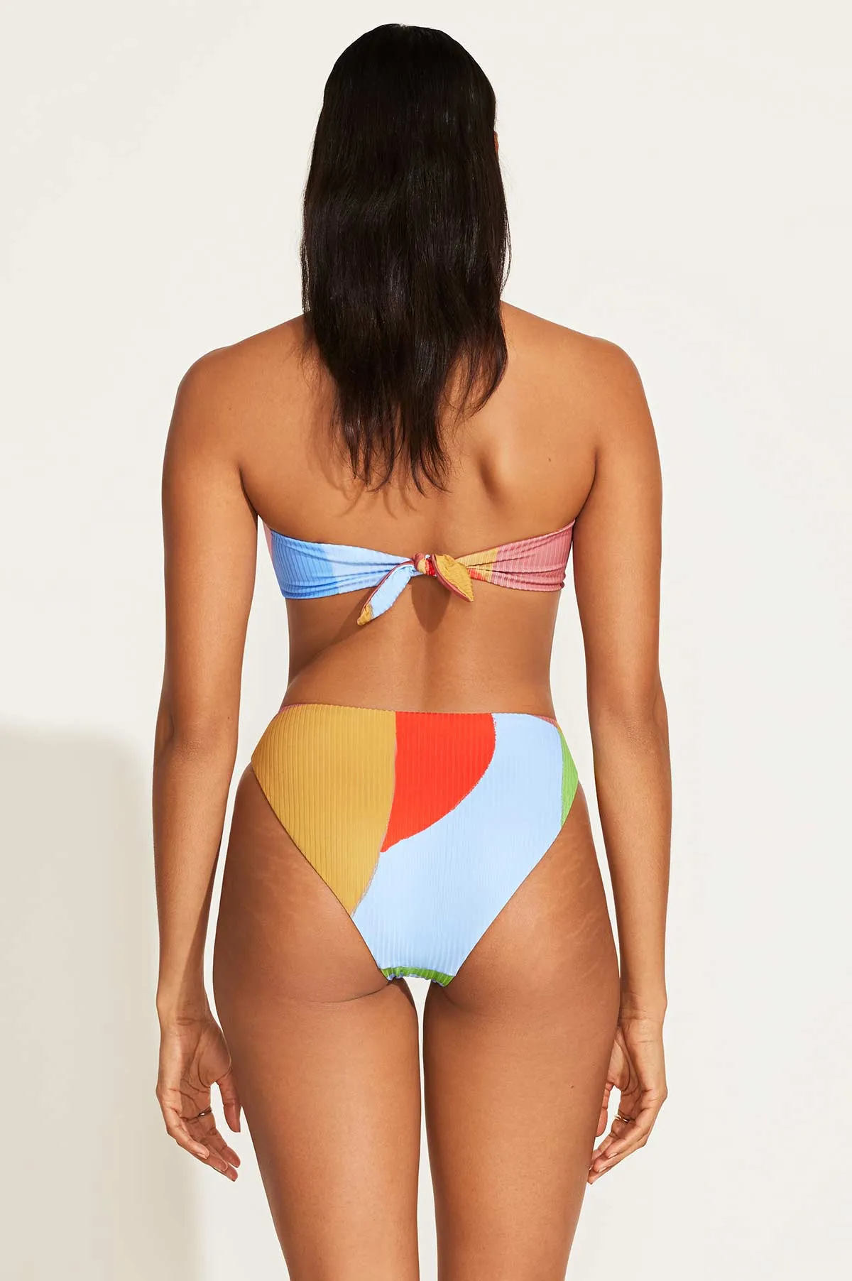 Cali High Leg Full Printed Bottom - Abstract Colorblock EcoRib BT