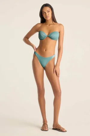 California High Leg Bottom - Aqua Metallic