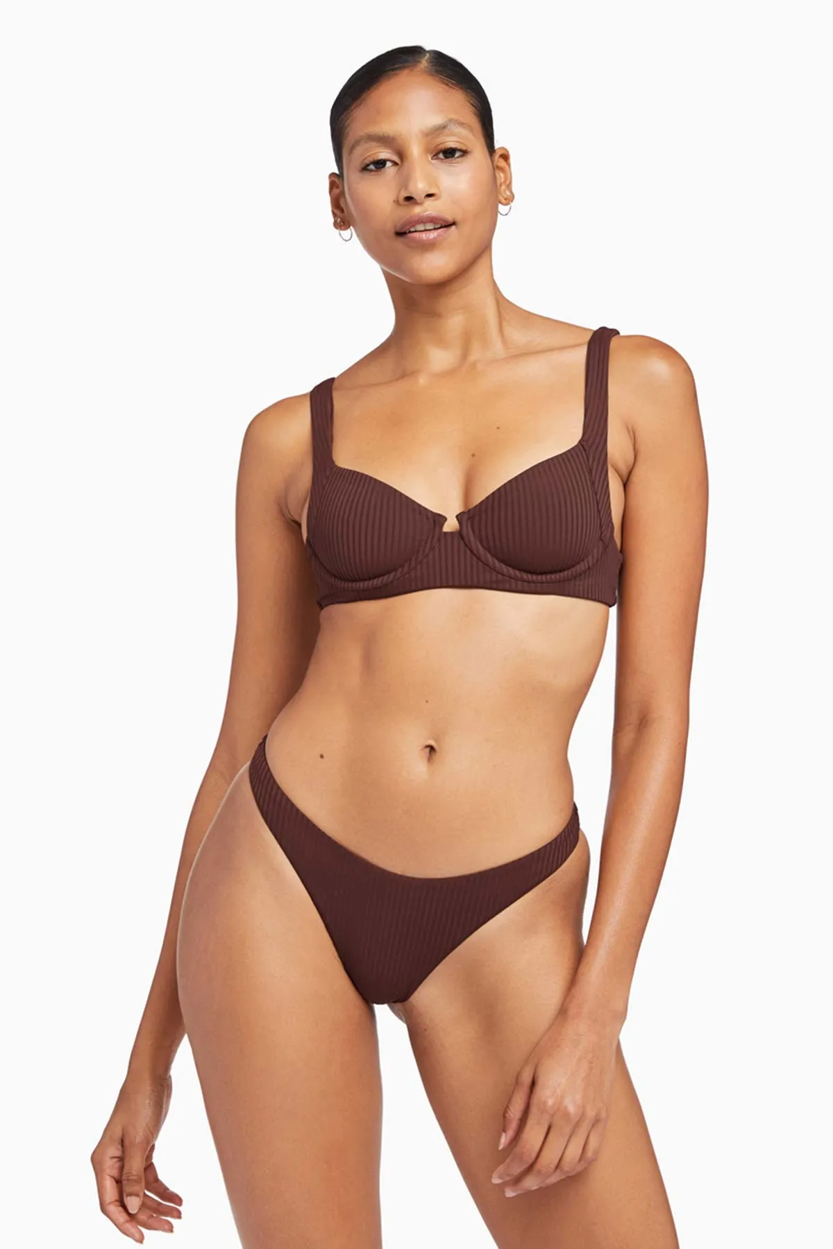 California High Leg Bottom - Chocolate EcoRib