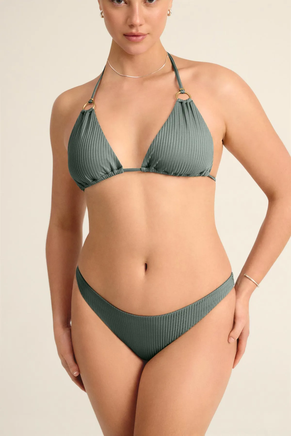 California High Leg Bottom - Sea Green EcoRib