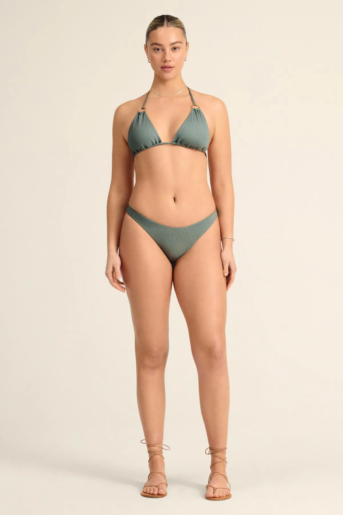 California High Leg Bottom - Sea Green EcoRib