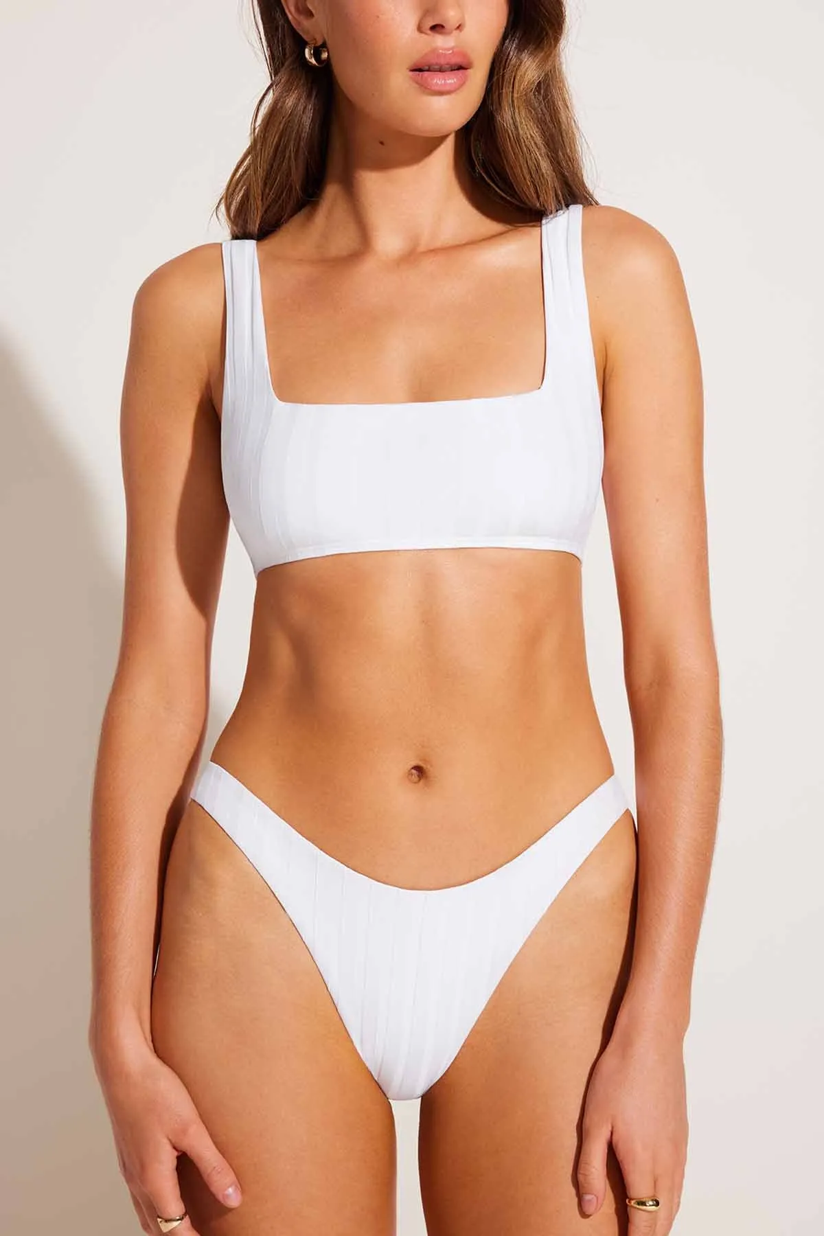 California High Leg Bottom - White SuperRib