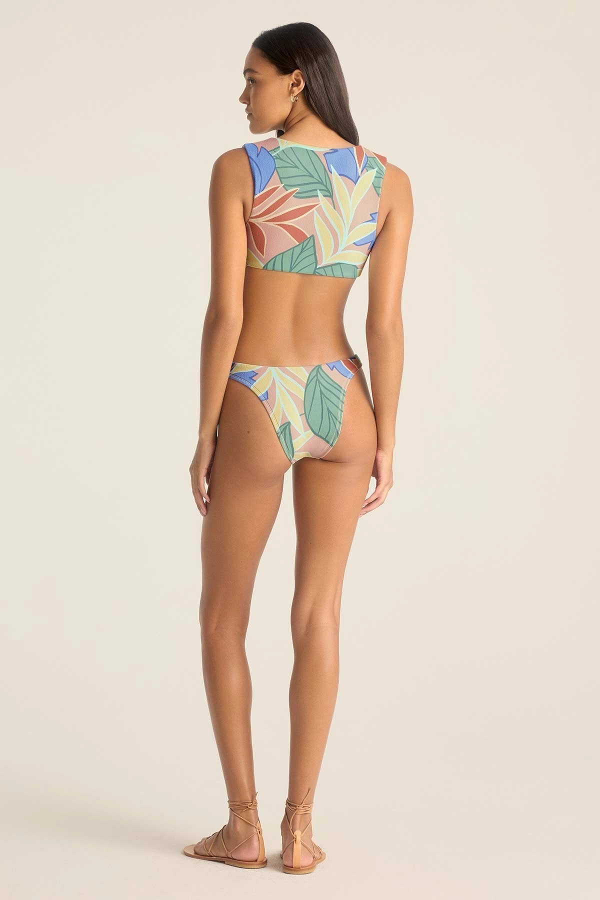 California High Leg Bottom - Retro Jungle Crepe Texture
