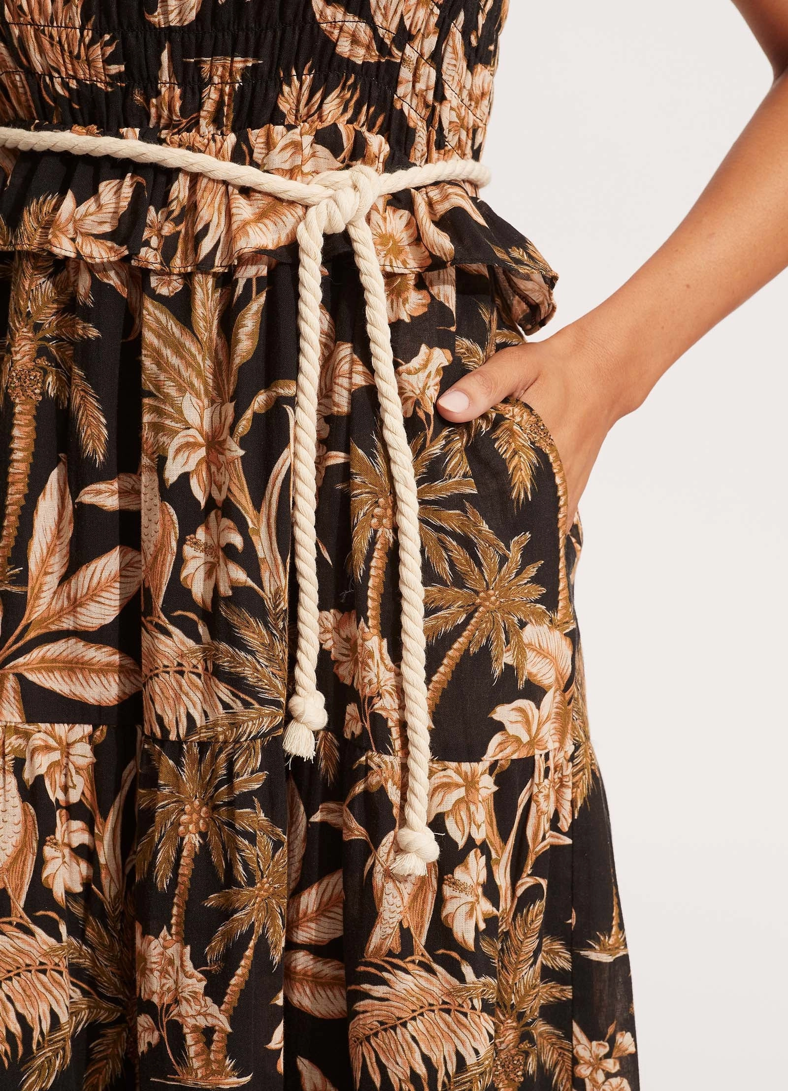 Castaway Shirring Dress - Black