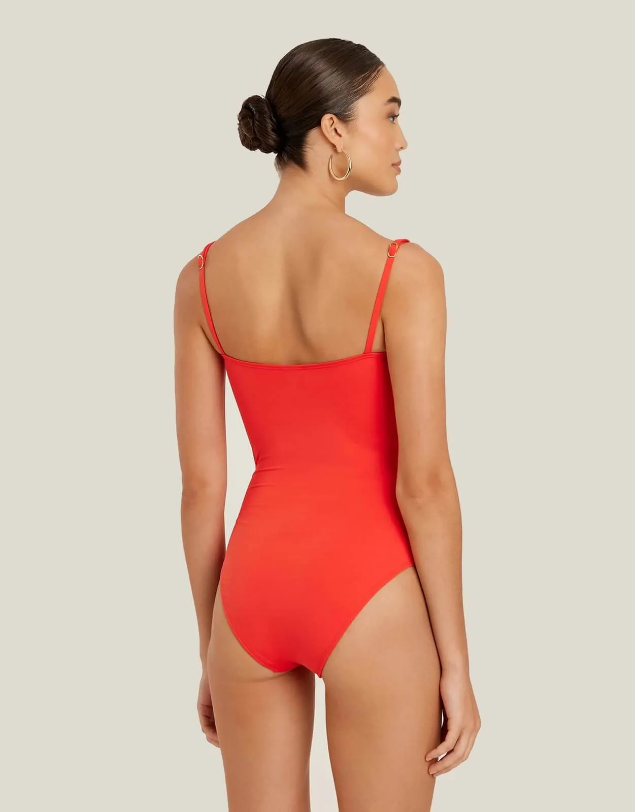 Chain Strap One Piece Swimsuit, Watermelon