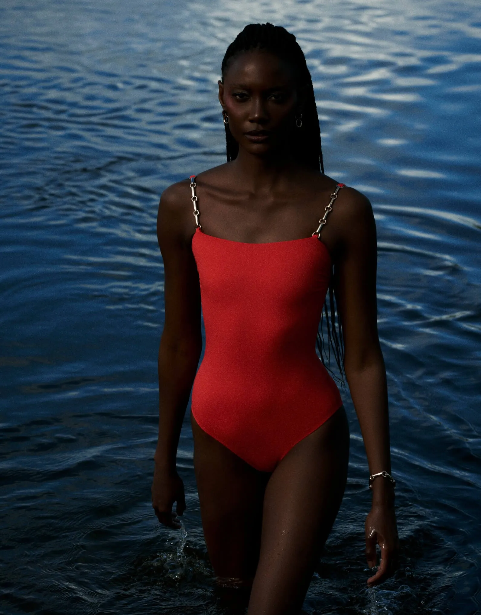 Chain Strap One Piece Swimsuit, Watermelon