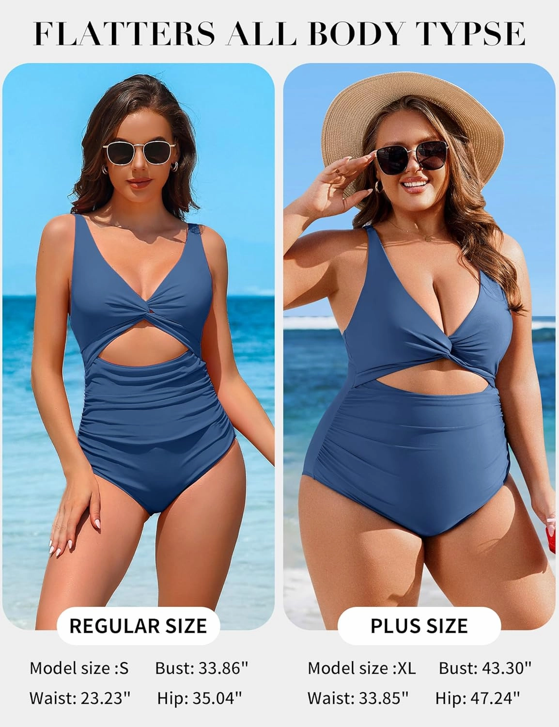 Charmo Womens One Piece Swimsuit Ruched Tummy Control High Cut Backless V Neck Bathing Suits Swimwear