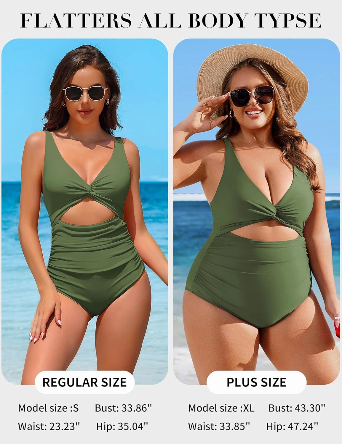 Charmo Womens One Piece Swimsuit Ruched Tummy Control High Cut Backless V Neck Bathing Suits Swimwear
