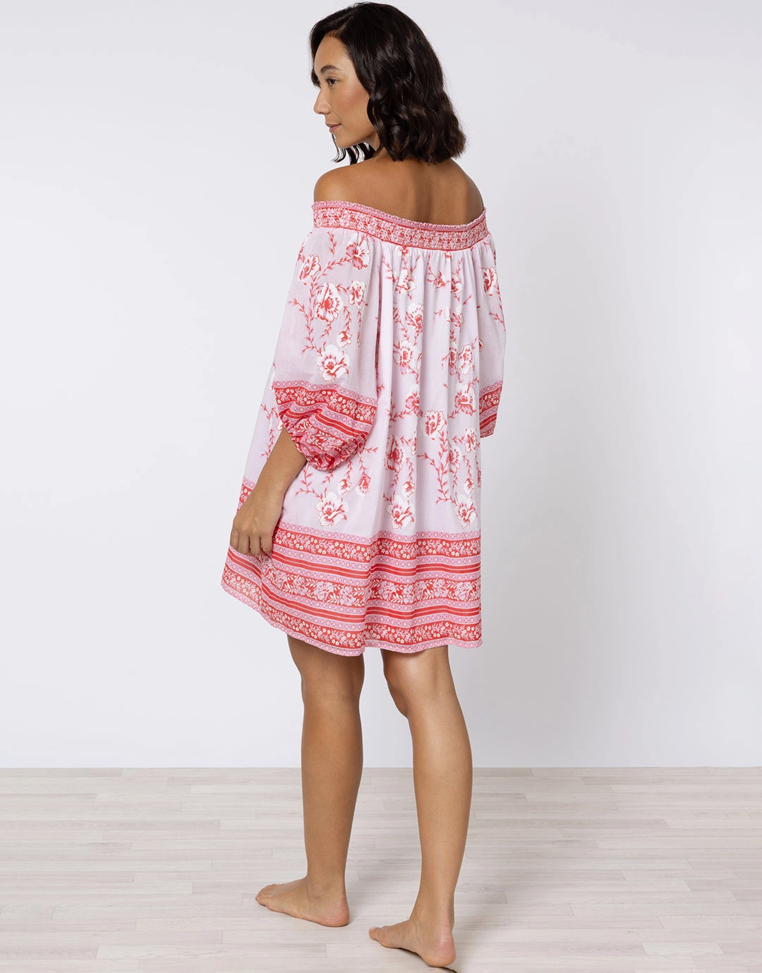 Cherry Blossom Off Shoulder Dress - Rose and Red
