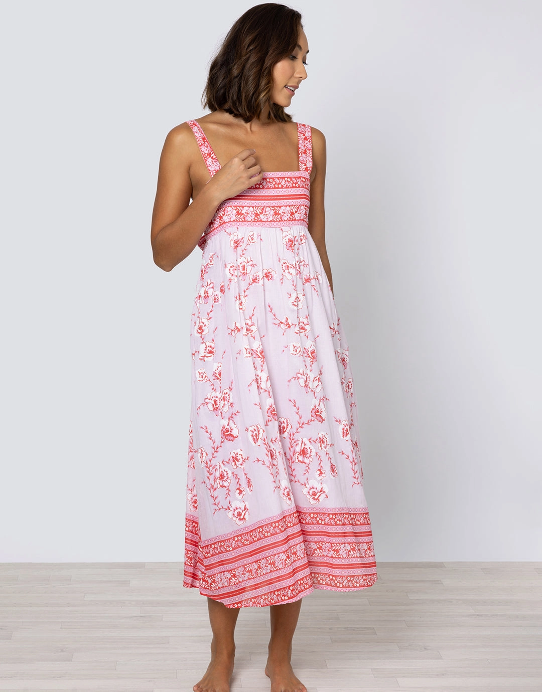 Cherry Blossom Tie Back Dress - Rose and Red