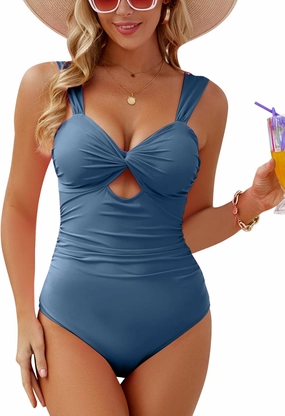 CiCiBird One Piece Swimsuit Women Tummy Control Cut Out High Waisted Bathing Suit Push Up Ruched Swimwear