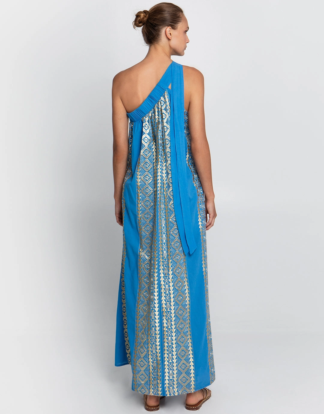 Classic Triangle Asymmetrical Maxi Dress - Blue Raf and Gold