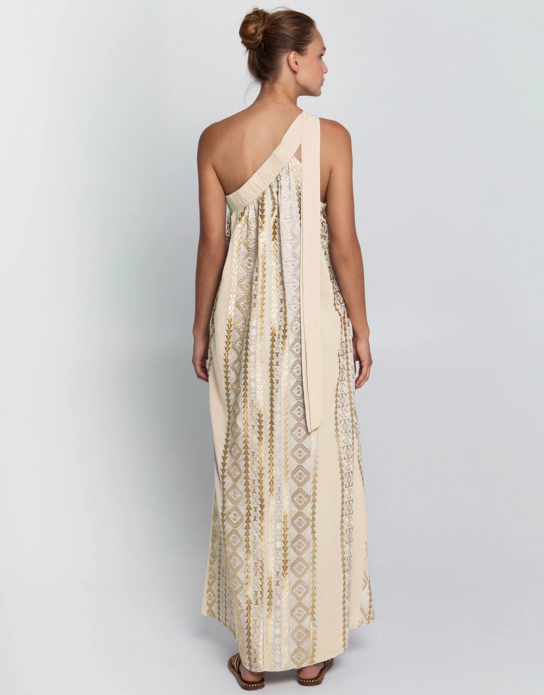 Classic Triangle Asymmetrical Maxi Dress - Natural and Gold
