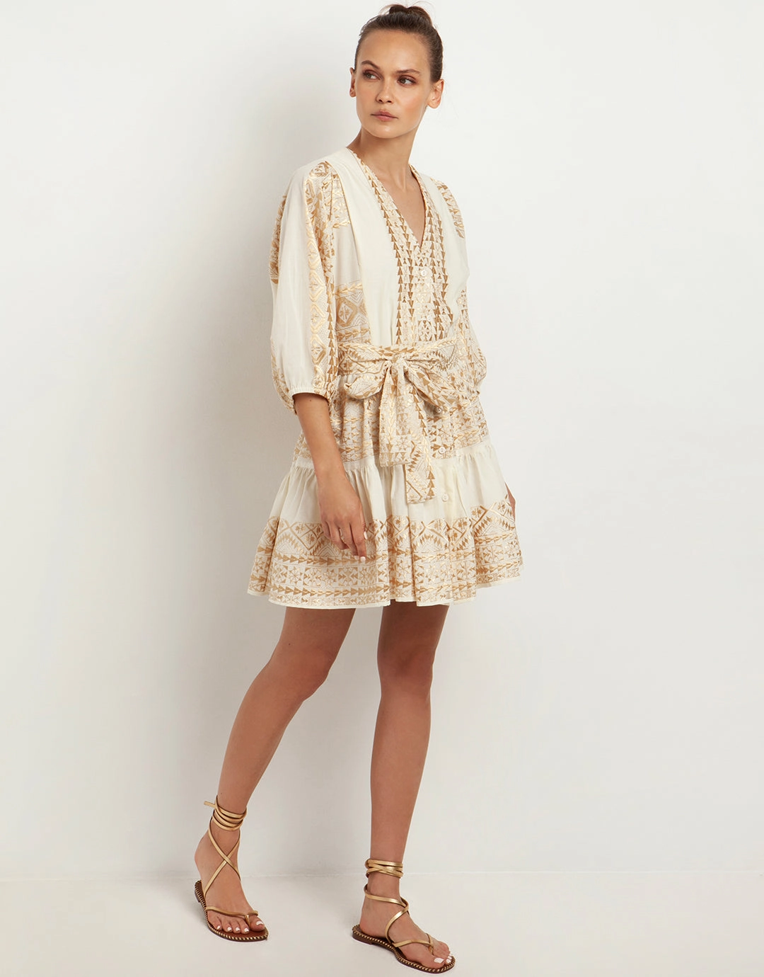 Classic Triangle Mini Dress - Natural and Gold