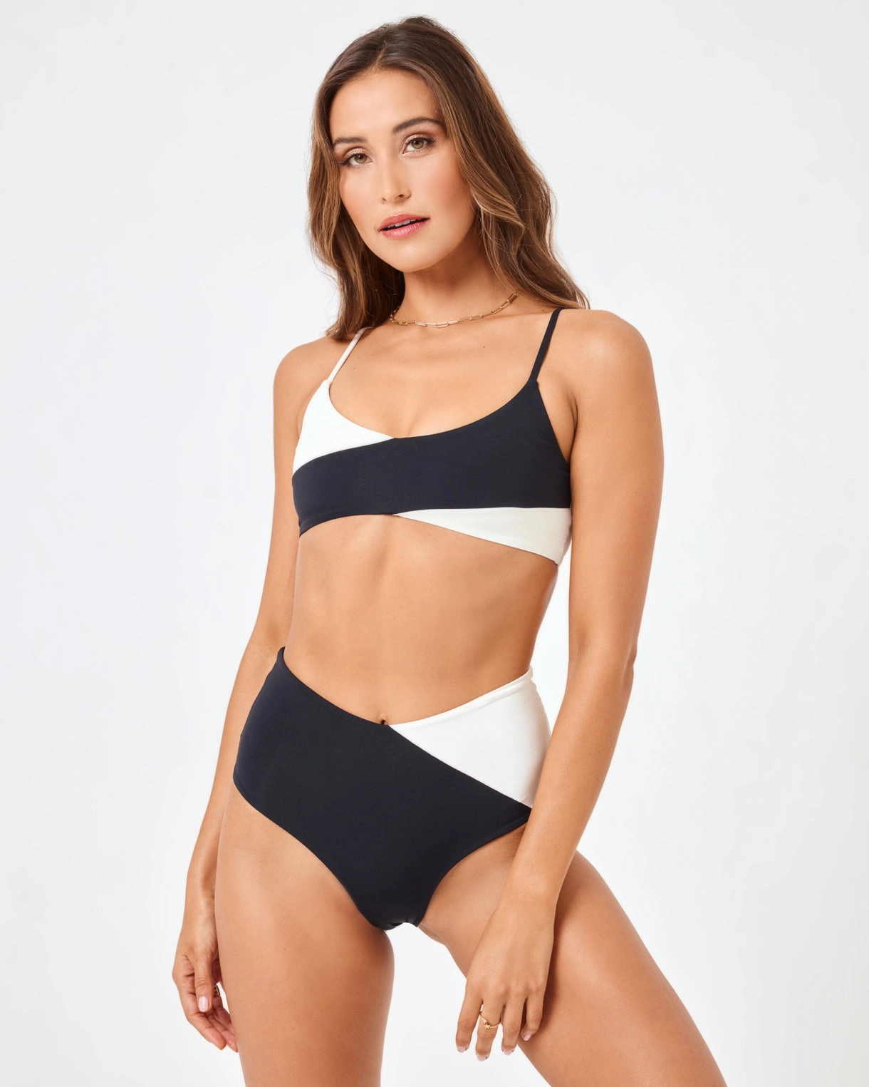 Color Block High Tide Bikini Bottom - Black-Cream