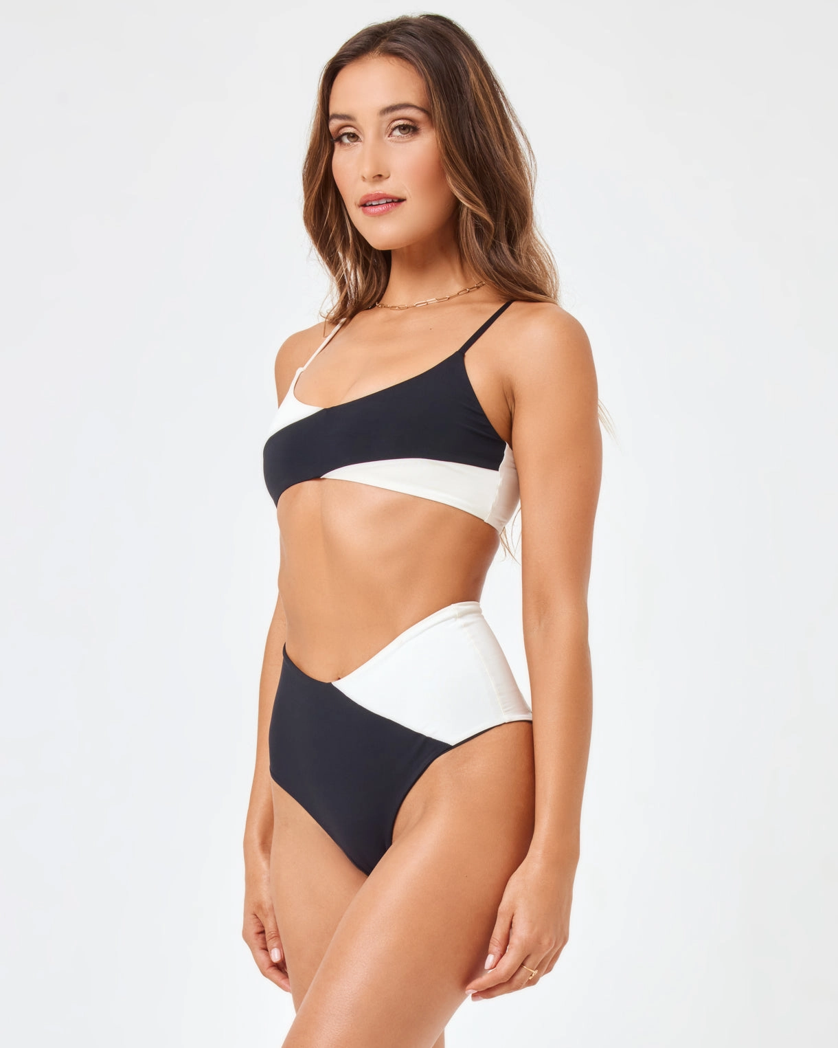 Color Block High Tide Bikini Bottom - Black-Cream