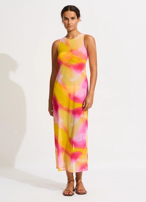 Colour Crush Mesh Midi Cover Up - Fuchsia Rose