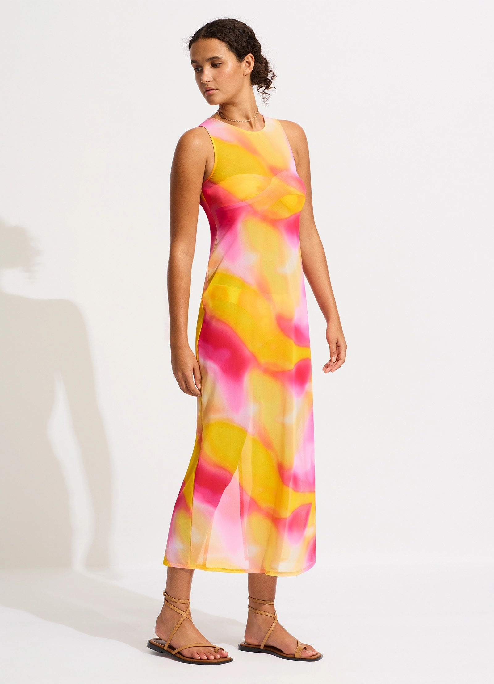 Colour Crush Mesh Midi Cover Up - Fuchsia Rose