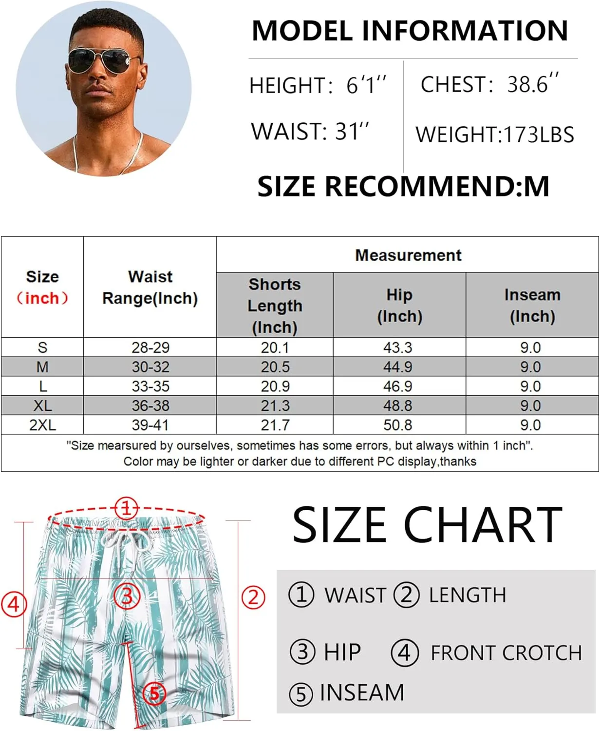 COOFANDY Men's Hawaiian Beach Shorts Elastic Waist Drawstring Lightweight Summer Casual Shorts with Pocket