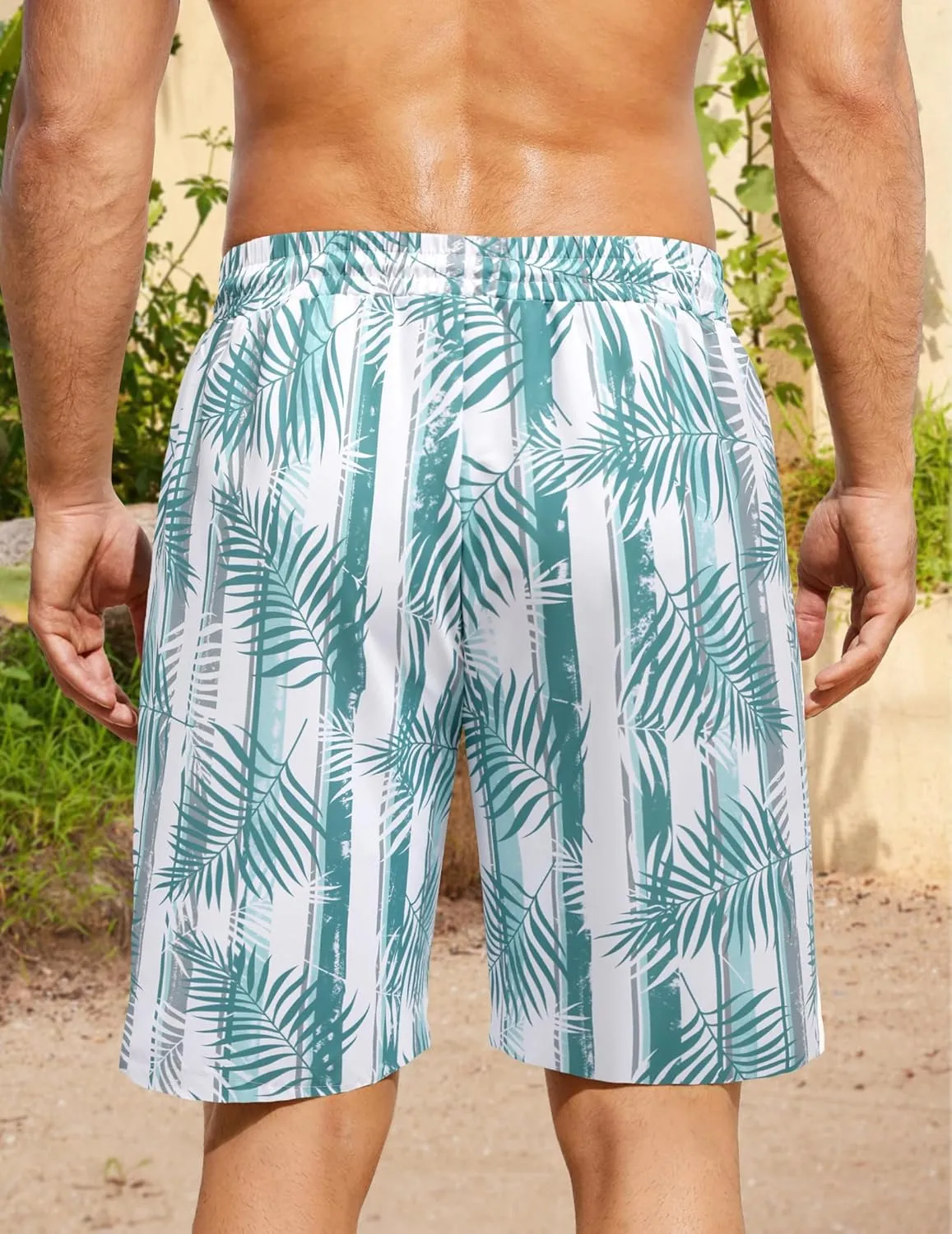 COOFANDY Men's Hawaiian Beach Shorts Elastic Waist Drawstring Lightweight Summer Casual Shorts with Pocket
