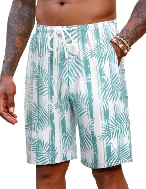 COOFANDY Men's Hawaiian Beach Shorts Elastic Waist Drawstring Lightweight Summer Casual Shorts with Pocket