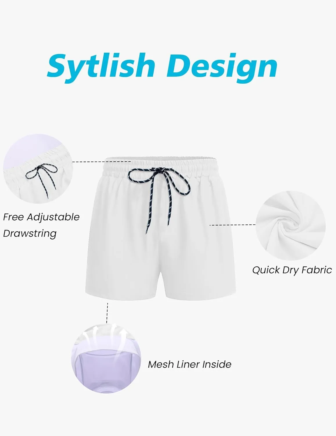 COOFANDY Men's Swim Trunks Bathing Suit with Compression Liner Pockets Quick Dry Swimsuit Beach Board Swim Short Swimwear