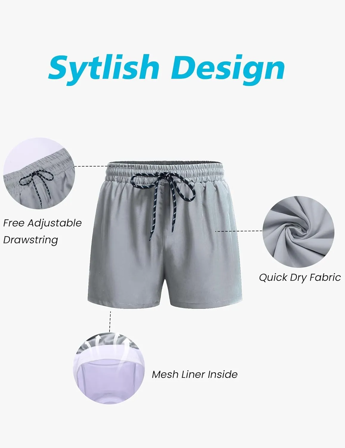 COOFANDY Men's Swim Trunks Bathing Suit with Compression Liner Pockets Quick Dry Swimsuit Beach Board Swim Short Swimwear