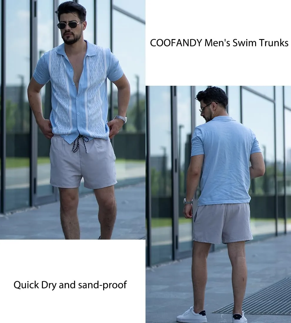 COOFANDY Men's Swim Trunks Bathing Suit with Compression Liner Pockets Quick Dry Swimsuit Beach Board Swim Short Swimwear