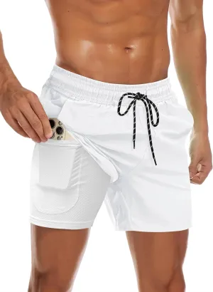 COOFANDY Men's Swim Trunks Bathing Suit with Compression Liner Pockets Quick Dry Swimsuit Beach Board Swim Short Swimwear