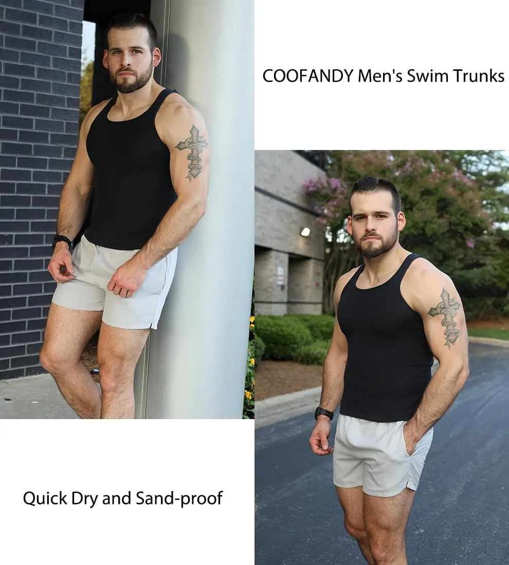 COOFANDY Men's Swim Trunks Bathing Suit with Compression Liner Pockets Quick Dry Swimsuit Beach Board Swim Short Swimwear