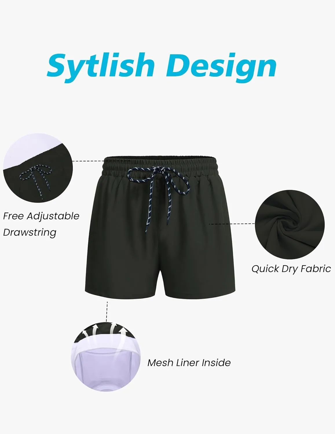 COOFANDY Men's Swim Trunks Bathing Suit with Compression Liner Pockets Quick Dry Swimsuit Beach Board Swim Short Swimwear