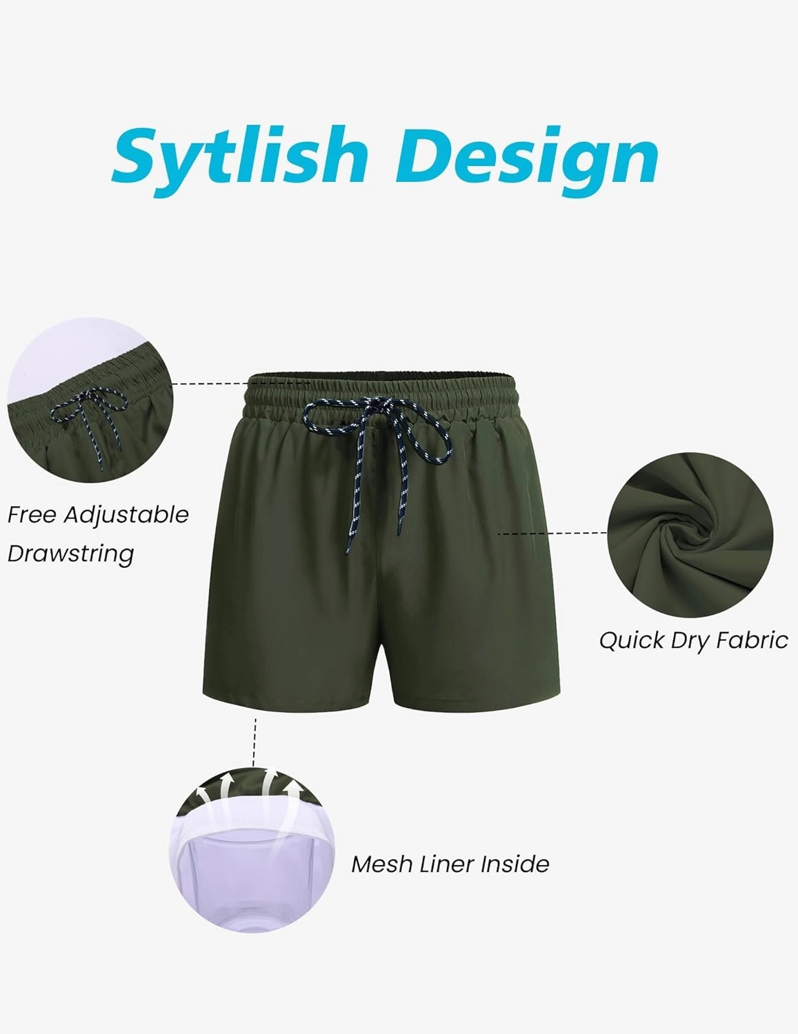 COOFANDY Men's Swim Trunks Bathing Suit with Compression Liner Pockets Quick Dry Swimsuit Beach Board Swim Short Swimwear