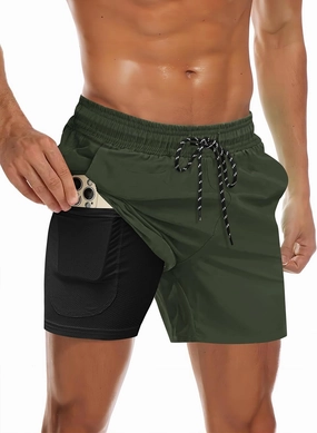 COOFANDY Men's Swim Trunks Bathing Suit with Compression Liner Pockets Quick Dry Swimsuit Beach Board Swim Short Swimwear