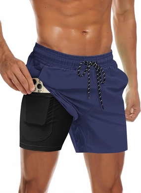 COOFANDY Men's Swim Trunks Bathing Suit with Compression Liner Pockets Quick Dry Swimsuit Beach Board Swim Short Swimwear