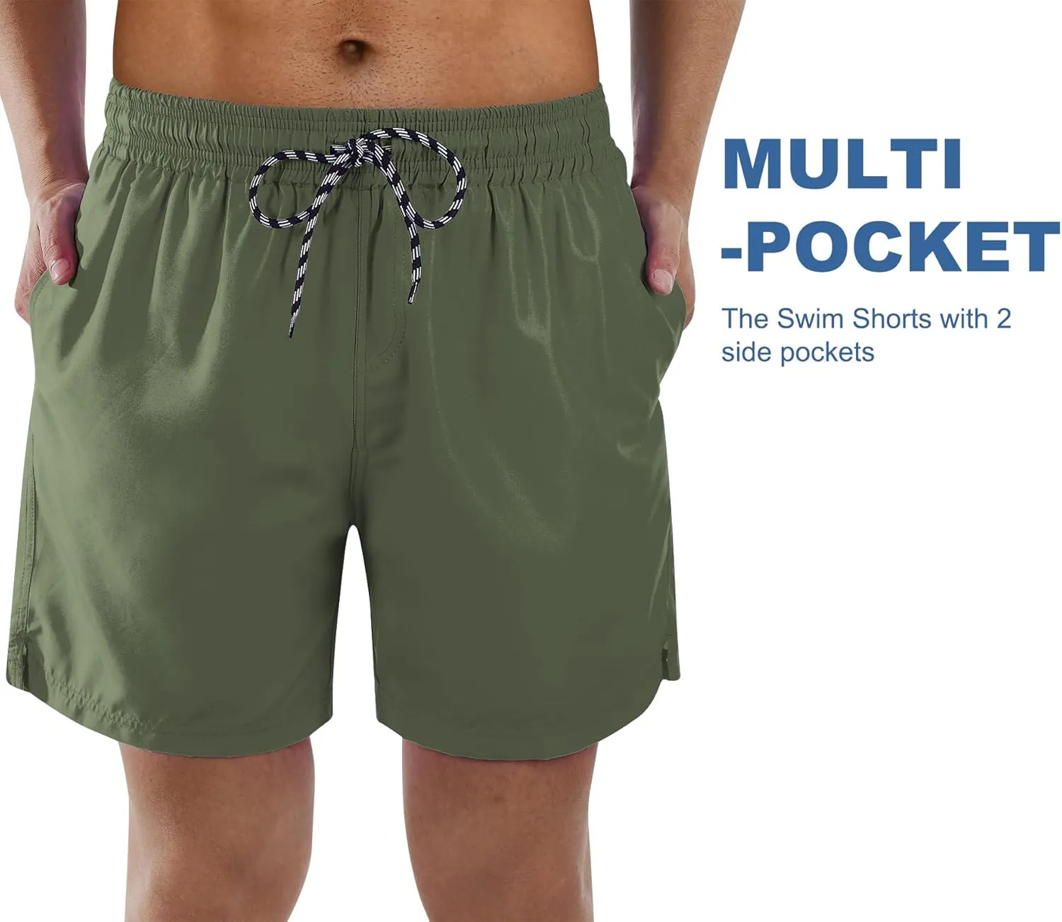 Cozople Mens Swim Trunks with Compression Liner 5.5" Inseam Quick Dry Bathing Suit Lightweight Swimming Shorts