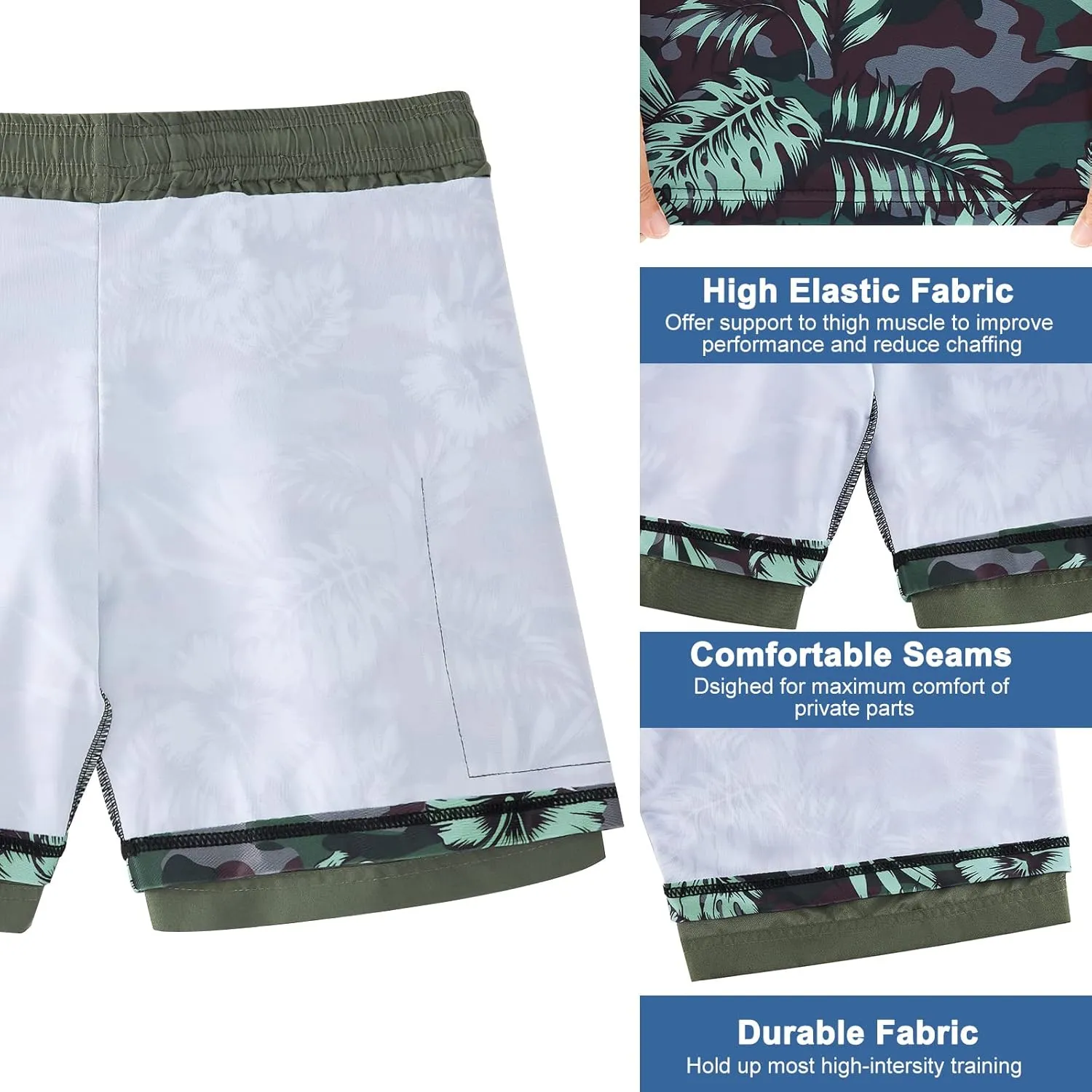 Cozople Mens Swim Trunks with Compression Liner 5.5" Inseam Quick Dry Bathing Suit Lightweight Swimming Shorts