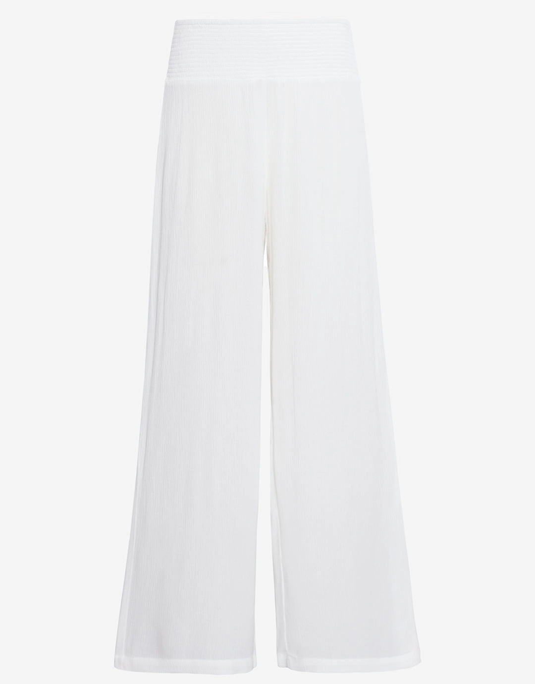Crinkle Smocked Waist Beach Pant - White